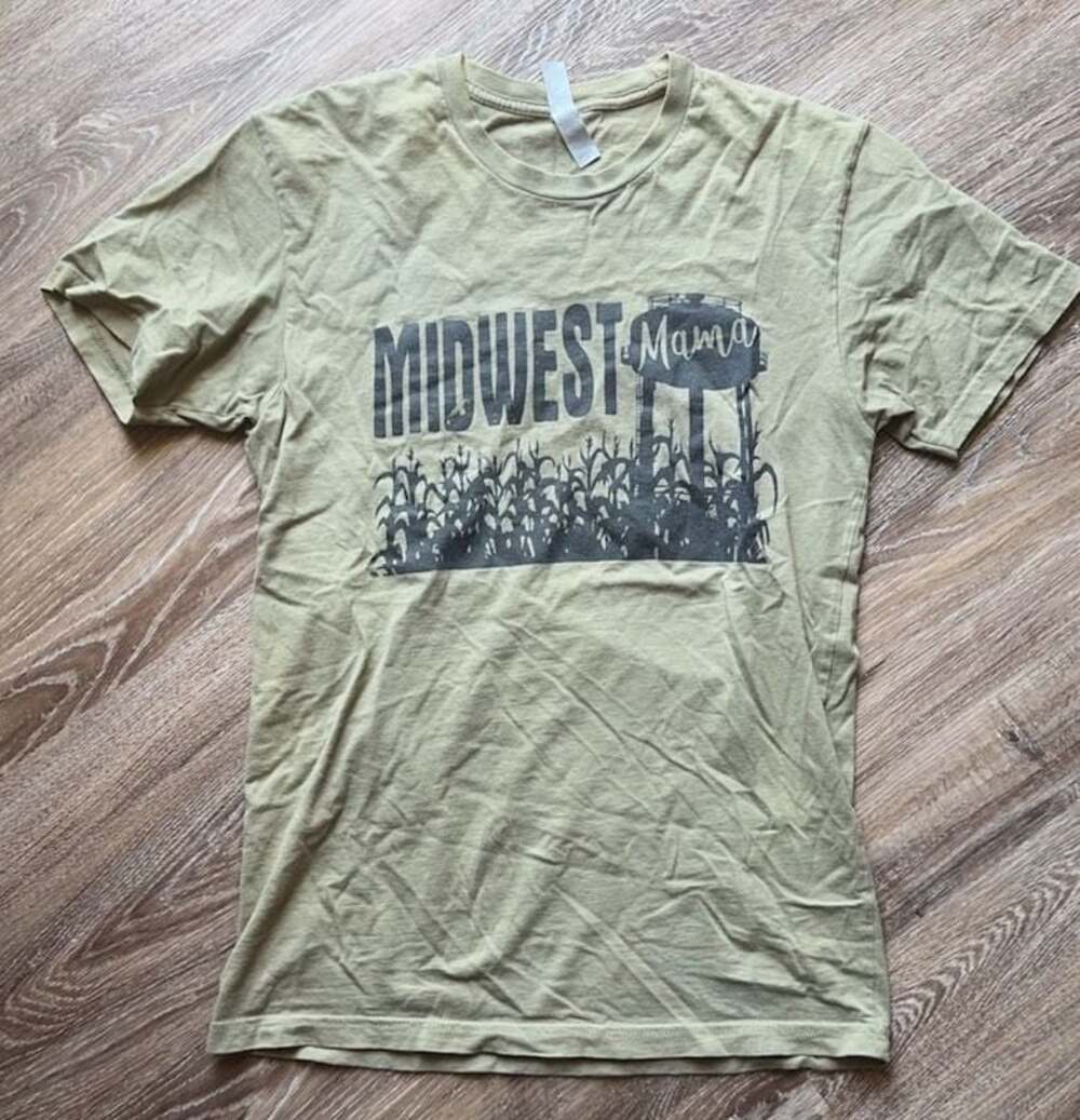 Bella+Canvas Midwest Mama Graphic T-Shirt Olive Green Size Small